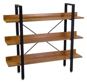 Libreria 3 ripiani 120x28xh108 cm in Metallo e Legno Achille Naturale
