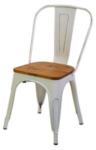 Sedia New Bristol 43x43xh45/84 cm in Ferro Bianco Antico con seduta in Legno