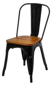 Sedia New Bristol 43x43xh45/84 cm in Ferro Nero con seduta in Legno