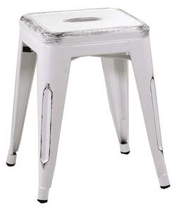 Sgabello Bristol 39x39xh45 cm in Ferro Bianco Antico