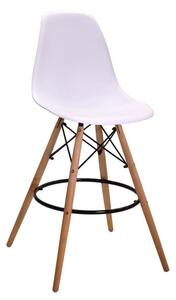 Sgabello Bar 54x54xh108 cm in Resina Gambe in Legno Bianco