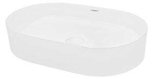 LuxeBath lavabo Lavabo da appoggio ovale, 60,5x38x12,5 cm, bianco, Vetroceramica