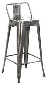 Sgabello con Schienale New Bristol 42x42xh77/94 cm in Ferro Galvanizzato con seduta in Legno