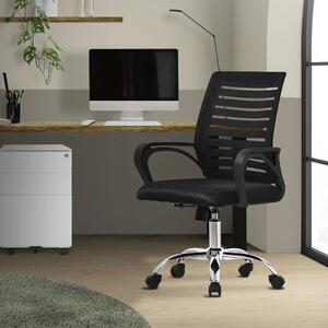 ML-Design sedia da ufficio ergonomica, nera, girevole a 360° con rotelle
