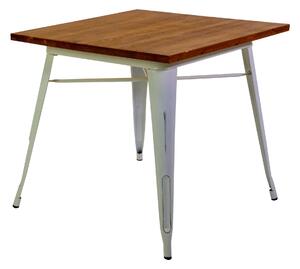 Tavolo New Bristol 80x80xh76 cm in Ferro Bianco Antico con Top in Legno