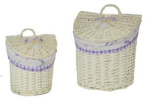 Set 2 Ceste Pensile Lavanda Mezzaluna in Vimini Naturale