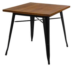 Tavolo New Bristol 80x80xh76 cm in Ferro Nero con Top in Legno