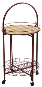 Carrello Portavivande Richiudibile da Cucina Ø49xh67/98 cm con Ruote in Metallo Rosso