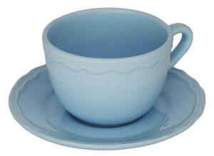 Set 6 Tazze da The con Piattino Ø9,5xh7 cm in Gres Porcellanato Juliet Azzurro Pastello