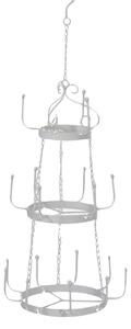 Portatazze da Soffitto 3 Piani Ø30xh74,5 cm in Ferro Bianco