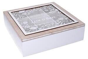 Scatola Porta The e Tisane 9 Posti 26x26xh7,5 cm in Legno Beige