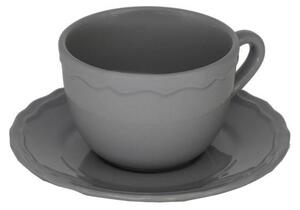 Set 6 Tazze da The con Piattino Ø9,5xh7 cm in Gres Porcellanato Juliet Grigio
