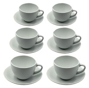 Set 6 Tazze da The con Piattino Ø9,5xh7 cm in Gres Porcellanato Romeo Bianco