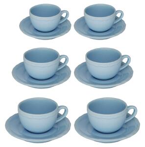 Set 6 Tazzine da Caffè con Piattino Ø7,5xh5 cm in Gres Porcellanato Juliet Azzurro Pastello