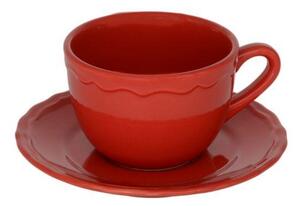 Set 6 Tazze da The con Piattino Ø9,5xh7 cm in Gres Porcellanato Juliet Rosso