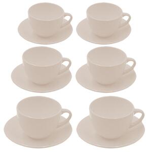 Set 6 Tazzine da Caffè con Piattino 8x7xh5 cm in Gres Porcellanato Romeo Crema