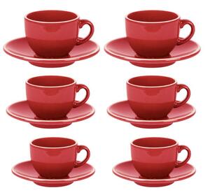 Set 6 Tazzine da Caffè con Piattino 8x5xh6,5 cm in Gres Porcellanato Otello Rosso