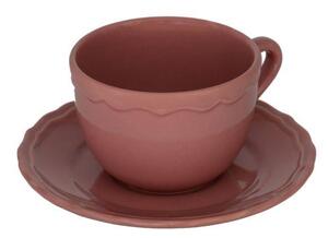 Set 6 Tazze da The con Piattino Ø9,5xh7 cm in Gres Porcellanato Juliet Rosa Antico