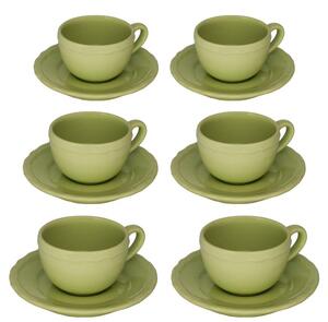 Set 6 Tazzine da Caffè con Piattino Ø7,5xh5 cm in Gres Porcellanato Juliet Verde Pastello