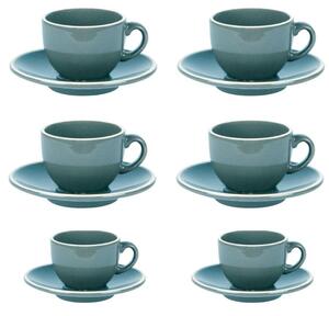 Set 6 Tazzine da Caffè con Piattino 8x5xh6,5 cm in Gres Porcellanato Otello Blu crema