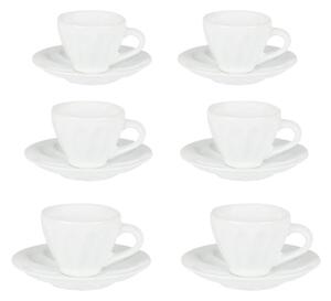 Set 6 Tazzine da Caffè con Piattino Ø7,5xh4 cm in Gres Porcellanato Amleto Bianco
