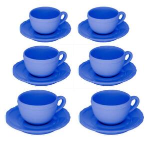 Set 6 Tazzine da Caffè con Piattino Ø7,5xh5 cm in Gres Porcellanato Juliet Blu