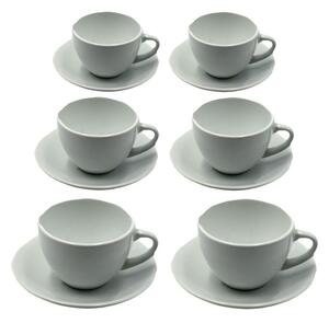 Set 6 Tazzine da Caffè con Piattino 8x7xh5 cm in Gres Porcellanato Romeo Bianco