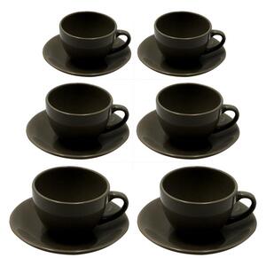 Set 6 Tazzine da Caffè con Piattino 8x7xh5 cm in Gres Porcellanato Romeo Tortora