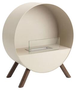 Venere - Camino a Bioetanolo da Pavimento 60x72x30 cm con Bruciatore 1 Litro e Piedi in Legno di Pino Tortora