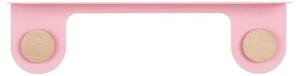 Mensola a muro in acciaio rosa con dettaglio in legno di quercia con 2 ganci , lunghezza 50 cm Hook - Gazzda