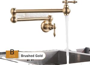 Miscelatore da cucina retrattile, da montare a parete, in ottone, con due maniglie, dal design moderno