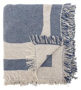 Coperta blu e beige in cotone riciclato 130x160 cm Ethan – Bloomingville