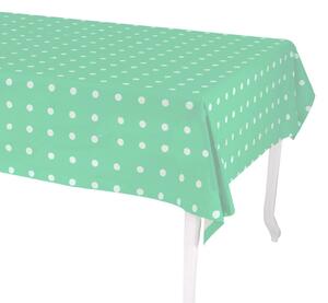 Tovaglia Rettangolare 140x240 cm in Cotone 180 GSM Pop Pois Verde Acqua
