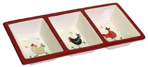 Vassoio 3 Posti 32,3x15,8xh4,7 cm in Ceramica Design Galline