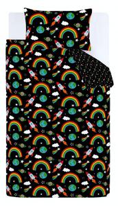 Set copripiumino e federa da bambini nero per letto singolo 135x200 cm Rainbow Rockets – Catherine Lansfield