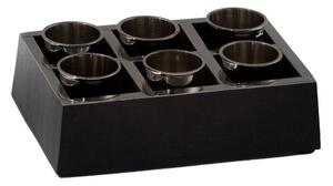 Vassoio con 6 Bicchieri 17,5x11xh4,5 cm in Legno e Alluminio