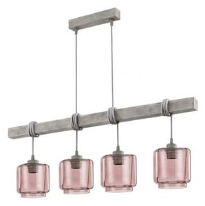 BRILAGI - Lampadario a cavo WOOD GLASS 4xE27/60W/230V pino/grigio/beige fumé