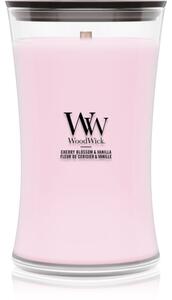 Woodwick Cherry Blossom & Vanilla candela profumata con stoppino in legno 610 g