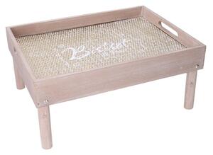 Vassoio Tavolino Rettangolare 40x30xh6/18 cm in Legno Naturale