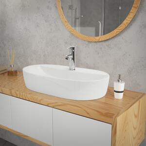 Lavabo LuxeBath Lavabo da appoggio ovale, 60x40x12 cm, bianco lucido, Vetroceramica