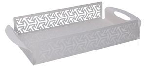 Vassoio Rettangolare 41x20xh6,5 cm in Metallo Design Frecce Bianco
