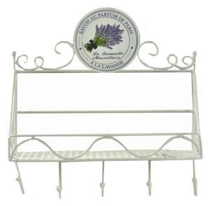 Appendiabiti a Muro 5 Ganci con Mensola 37,5x13xh37 cm in Metallo Bianco