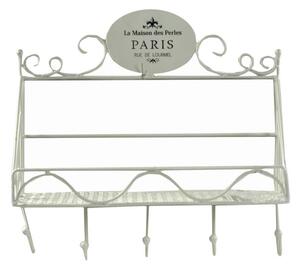 Appendiabiti a Muro 5 Ganci con Mensola 38,5x13xh37 cm in Metallo Paris Bianco