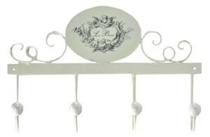 Appendiabiti a Muro 4 Ganci 34x23x7 cm in Metallo Le Bain Bianco