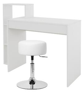 ML-Design scrivania con sgabello, bianco, scrivania per computer con ripiano, sgabello imbottito sgabello Ø33cm girevole e regolabile in altezza