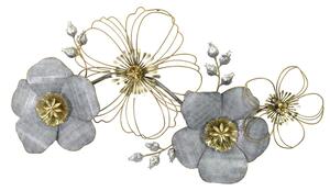 Pannello Decorativo da Parete Fiori 92,7x8,9x50,2 cm in Metallo Blu