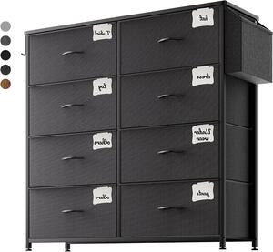Cassettiera in tessuto - Mobile contenitore - Organizzazione degli spazi - 8 cassetti grandi - Larghezza 45 cm - Grigio antracite