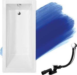Vasca da bagno rettangolare BADLAND Modern SLIM 160x70 bordo 15 mm con set di scarico e piedini GRATIS senza rivestimento