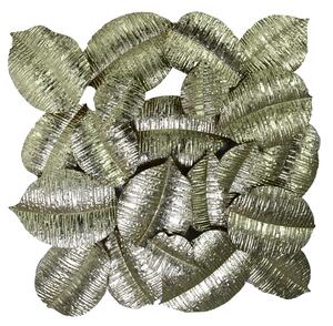 Pannello Decorativo da Parete Foglie 88,9x7,6x85,7 cm in Metallo Oro