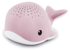 Balena Proiettore Cielo e Goccioline 9x15x8 cm in Plastica Rosa-Bianco